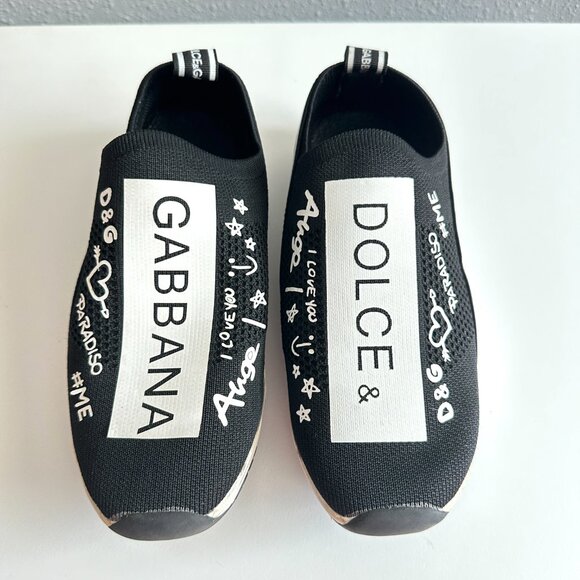 DOLCE & GABBANA | Kids Slip on Trainers Sneakers | Black & White | Size: 34 - Picture 1 of 10